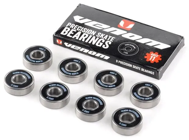 Venom Skateboards Logo White Skateboard Wheels & Venom ABEC 11 Bearings Pack   Bolts!