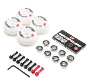 Venom Skateboards Logo White Skateboard Wheels & Venom ABEC 11 Bearings Pack   Bolts!