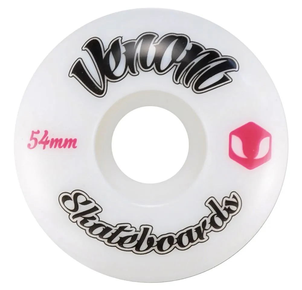 Venom Skateboards Logo White Skateboard Wheels & Venom ABEC 11 Bearings Pack   Bolts!