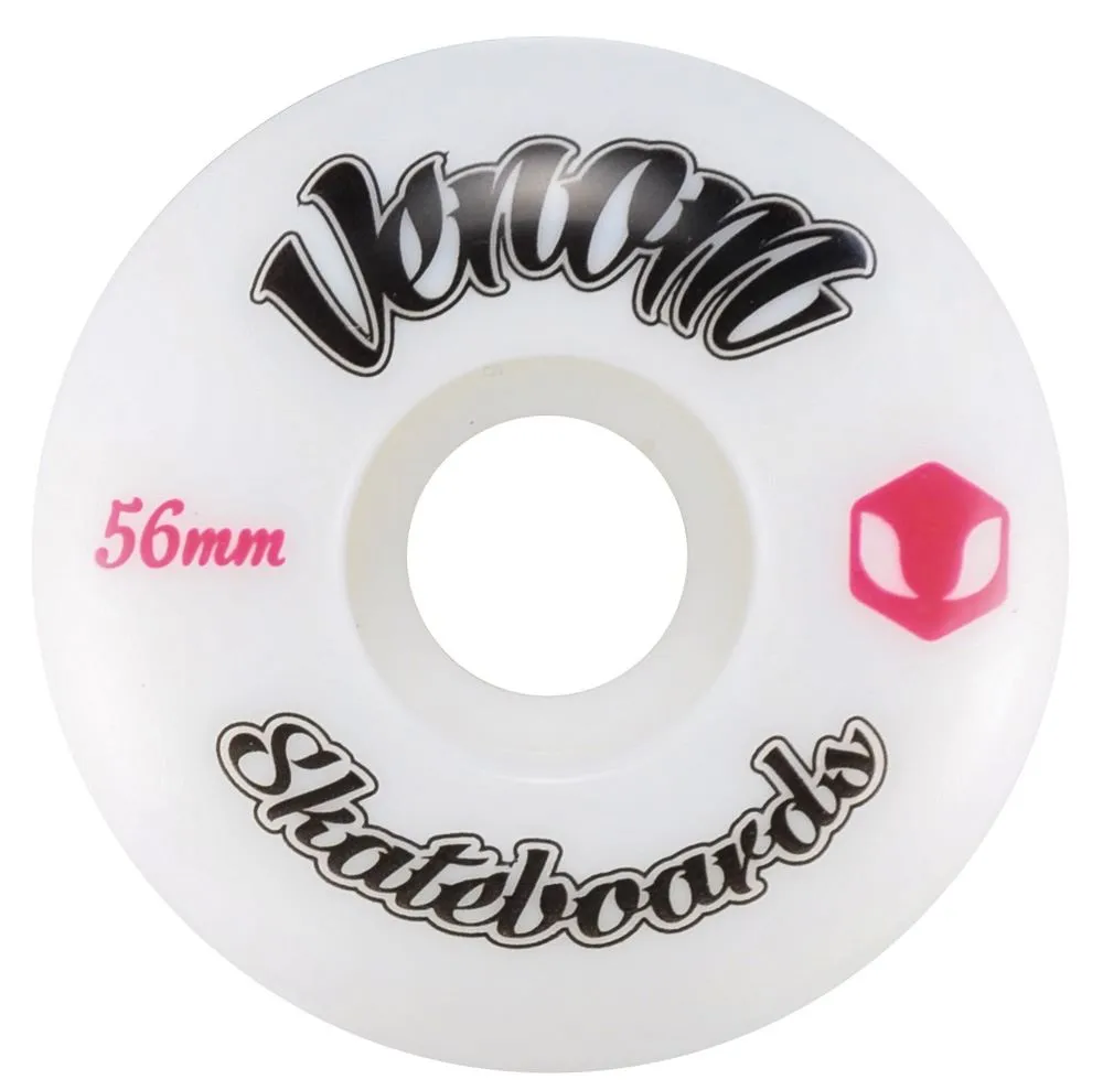 Venom Skateboards Logo White Skateboard Wheels & Venom ABEC 11 Bearings Pack   Bolts!