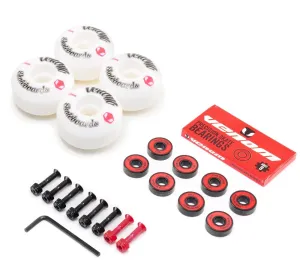 Venom Skateboards Logo White Skateboard Wheels & Venom ABEC 9 Bearings Pack   Bolts!