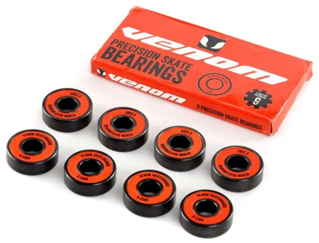 Venom Skateboards Logo White Skateboard Wheels & Venom ABEC 9 Bearings Pack   Bolts!