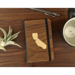 Walnut Wood Pocket Notebook with Maple State Inlay