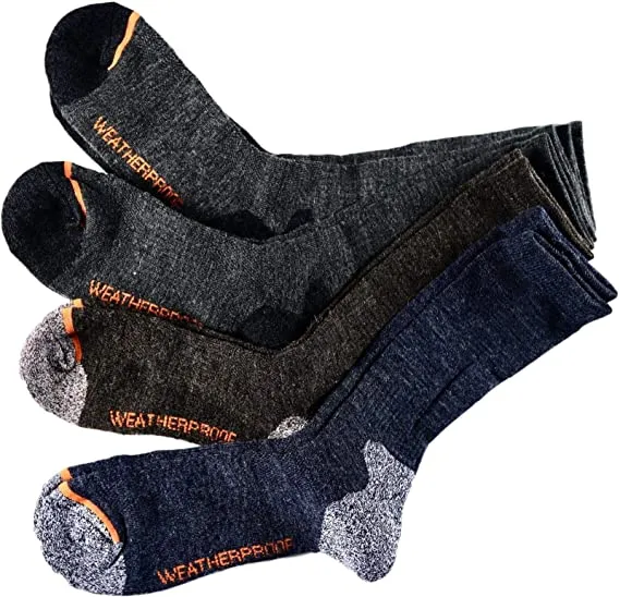 Weatherproof Men’s Outdoor Wool Blend Crew Sock 4 Pair