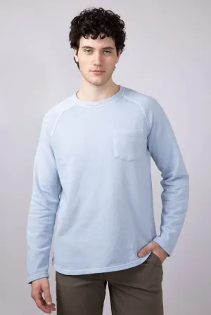Weatherproof Vintage Raglan Terry Pocket Crewneck Shirt for Men in Dusty Blue | S2520792GK-DUSTYBLUE