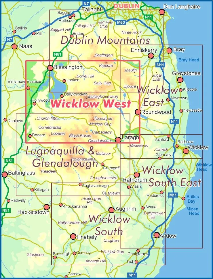 WICKLOW WEST 1:25,000 SCALE MAP - WATERPROOF AND NON-WATERPROOF