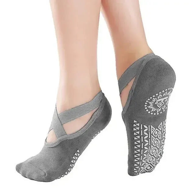 Women Yoga Socks Anti Slip Bandage Sports Ladies Girls Ballet Socks Dance Sock Slippers Yoga Socks Non Slip Acupressure Mat