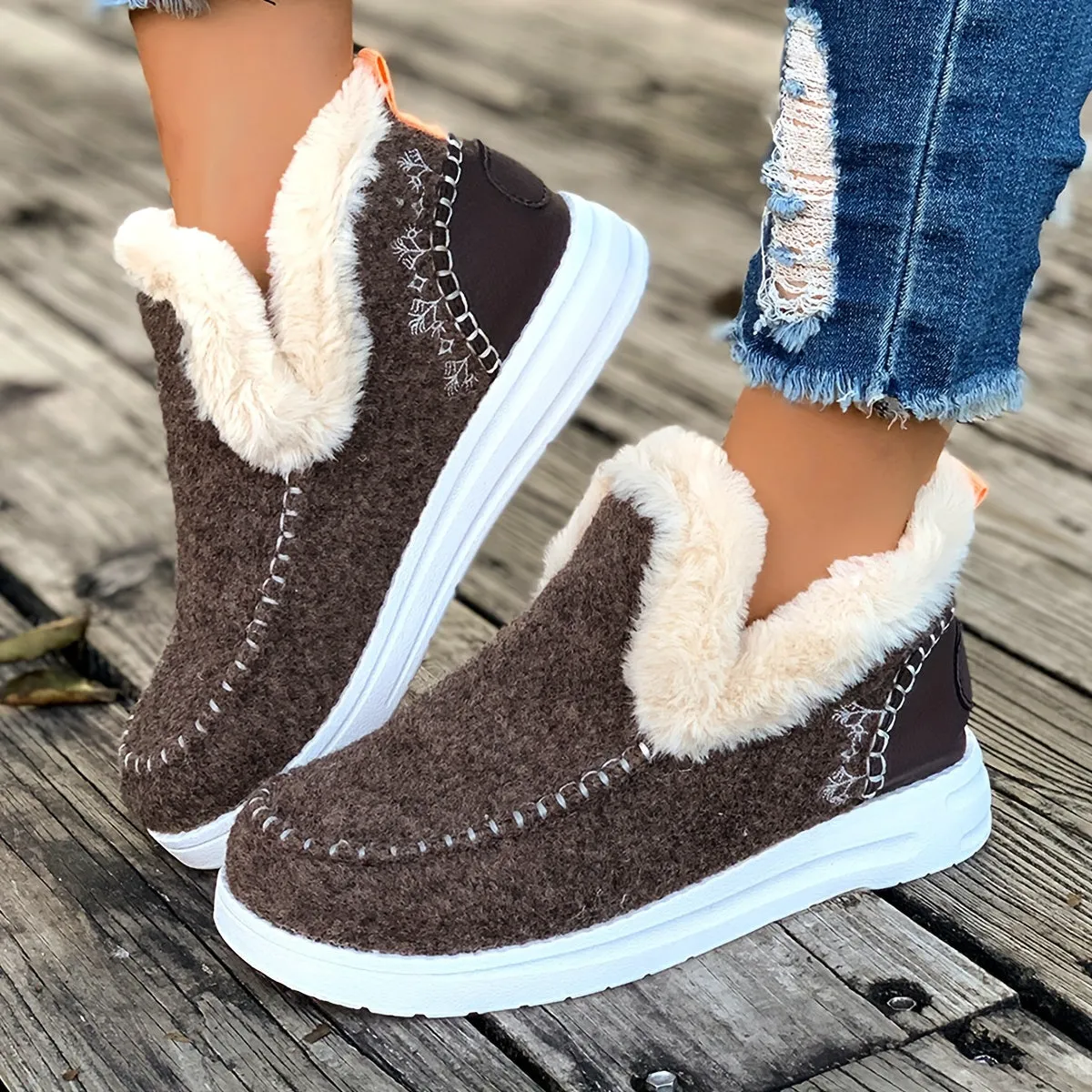 Women's Fleece Lined Slippers with Non-Slip Sole
