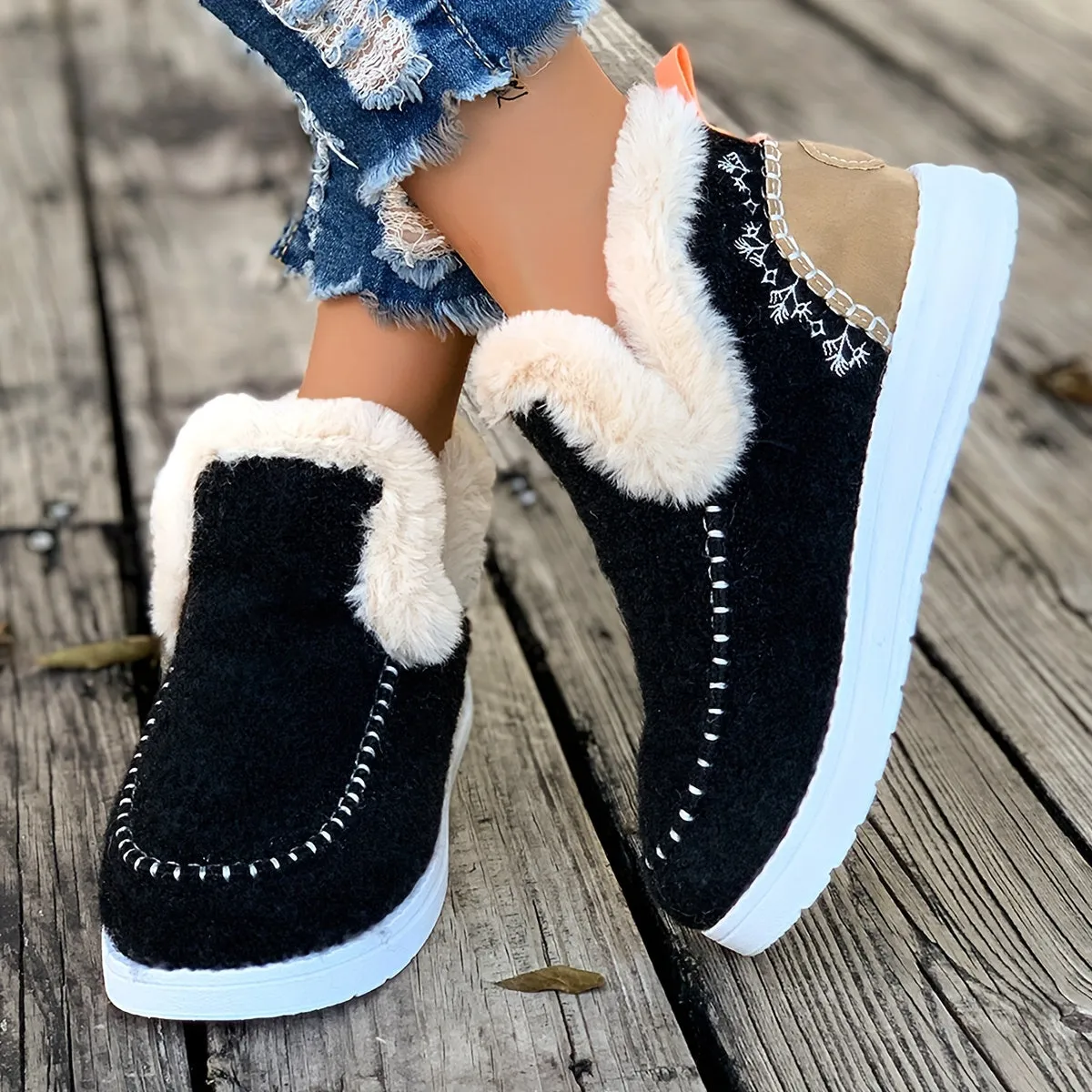 Women's Fleece Lined Slippers with Non-Slip Sole
