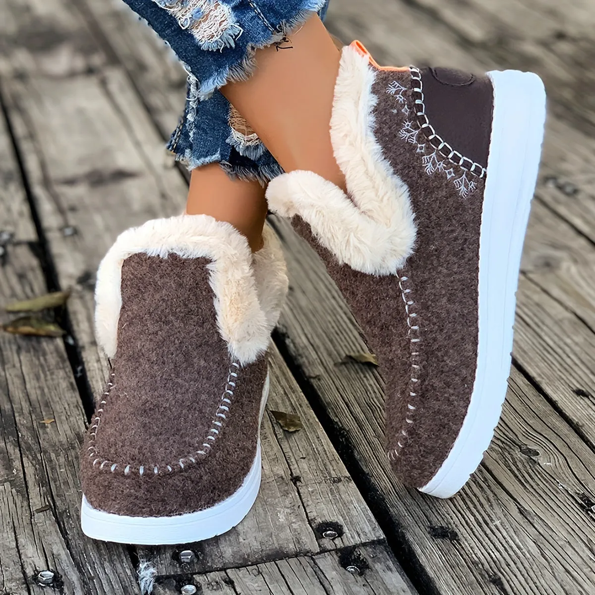 Women's Fleece Lined Slippers with Non-Slip Sole
