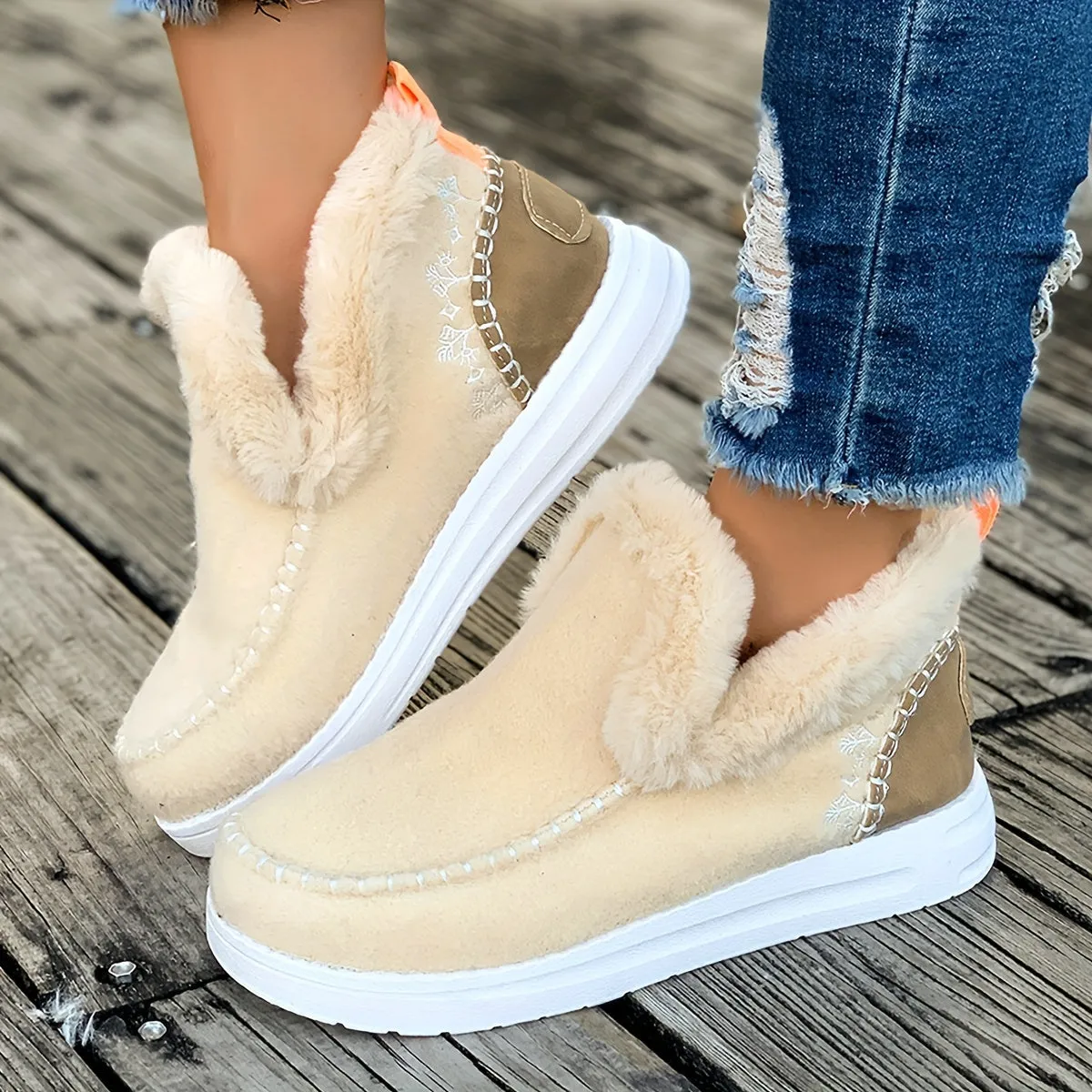 Women's Fleece Lined Slippers with Non-Slip Sole