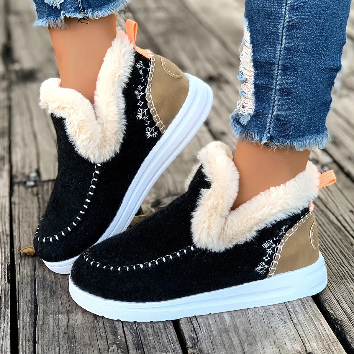 Women's Fleece Lined Slippers with Non-Slip Sole