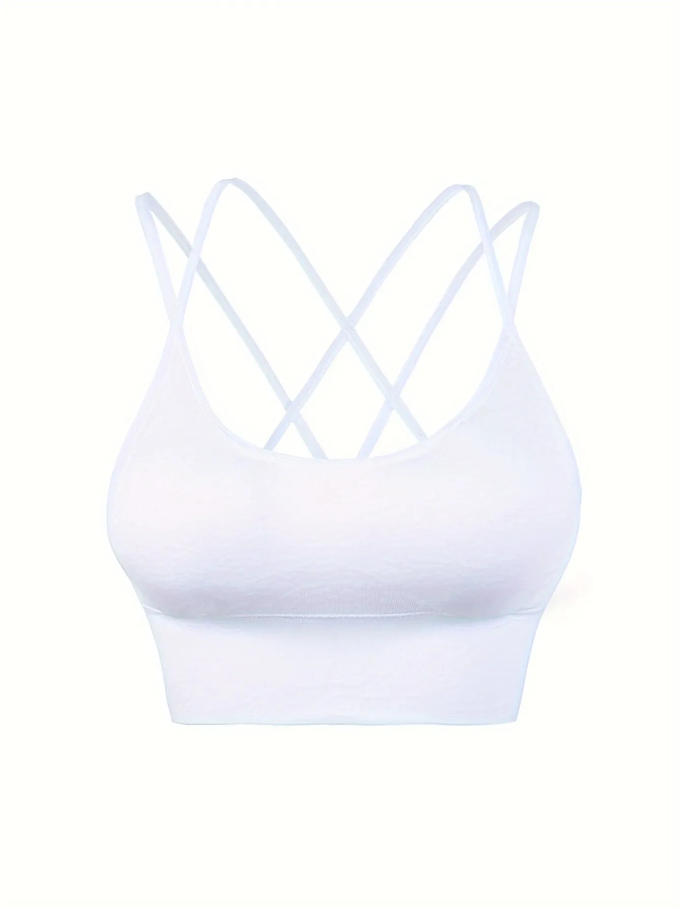 Women's Sports Bra Top With Removable Pads, Criss-Cross Back, Wireless, For Workout And Yoga, Athletic Style