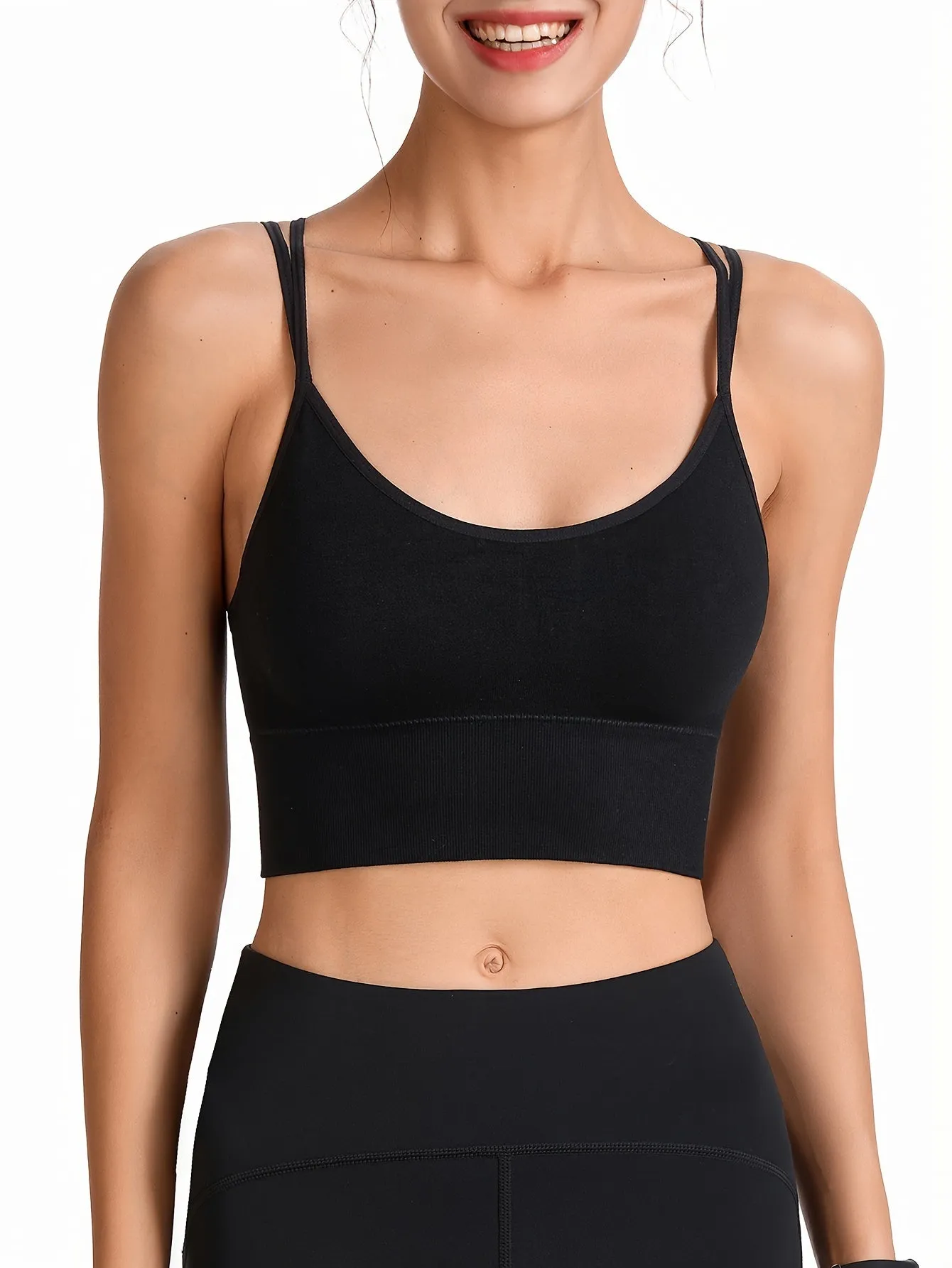Women's Sports Bra Top With Removable Pads, Criss-Cross Back, Wireless, For Workout And Yoga, Athletic Style