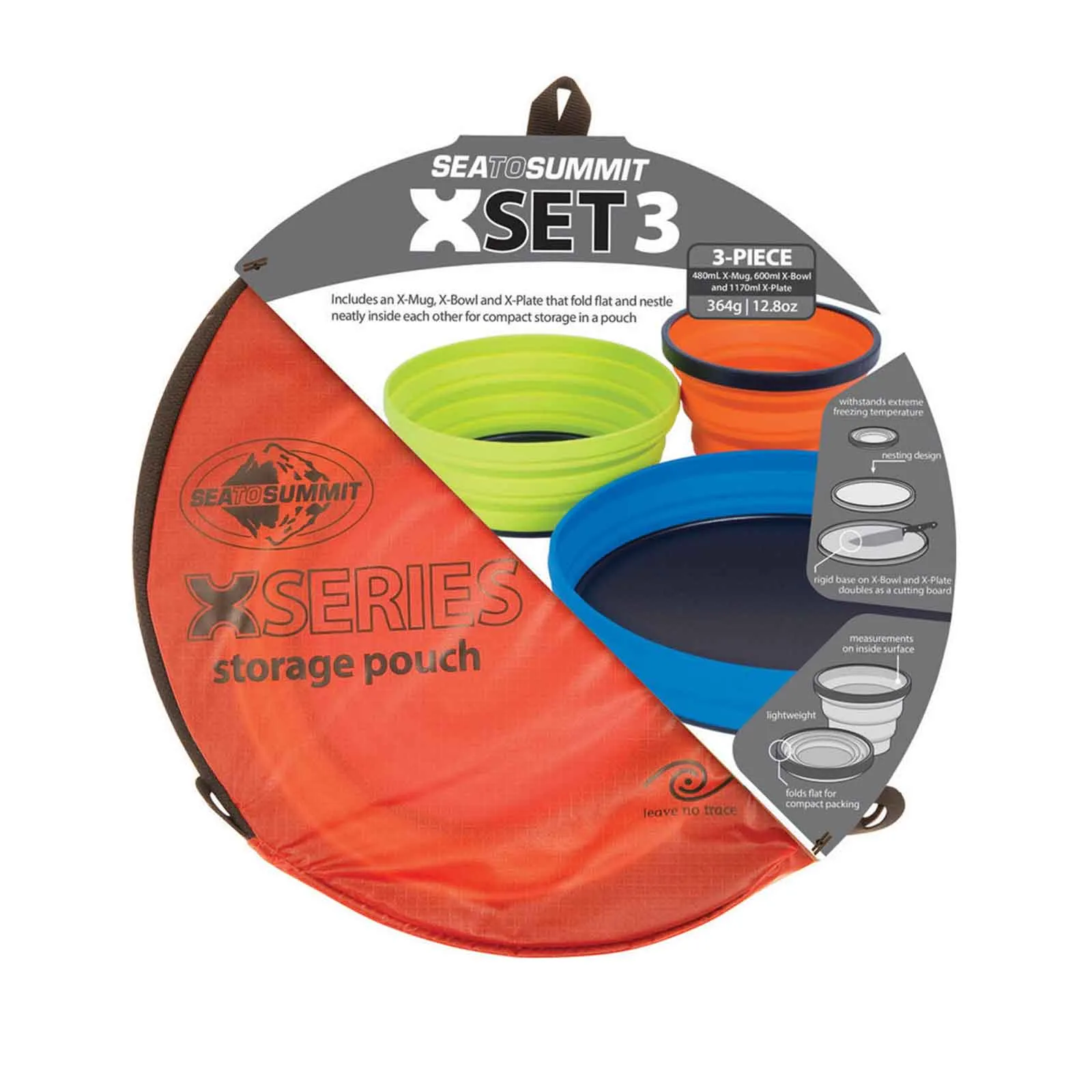 Xset 3 Piece - Plate, Bowl, Mug & Pouch