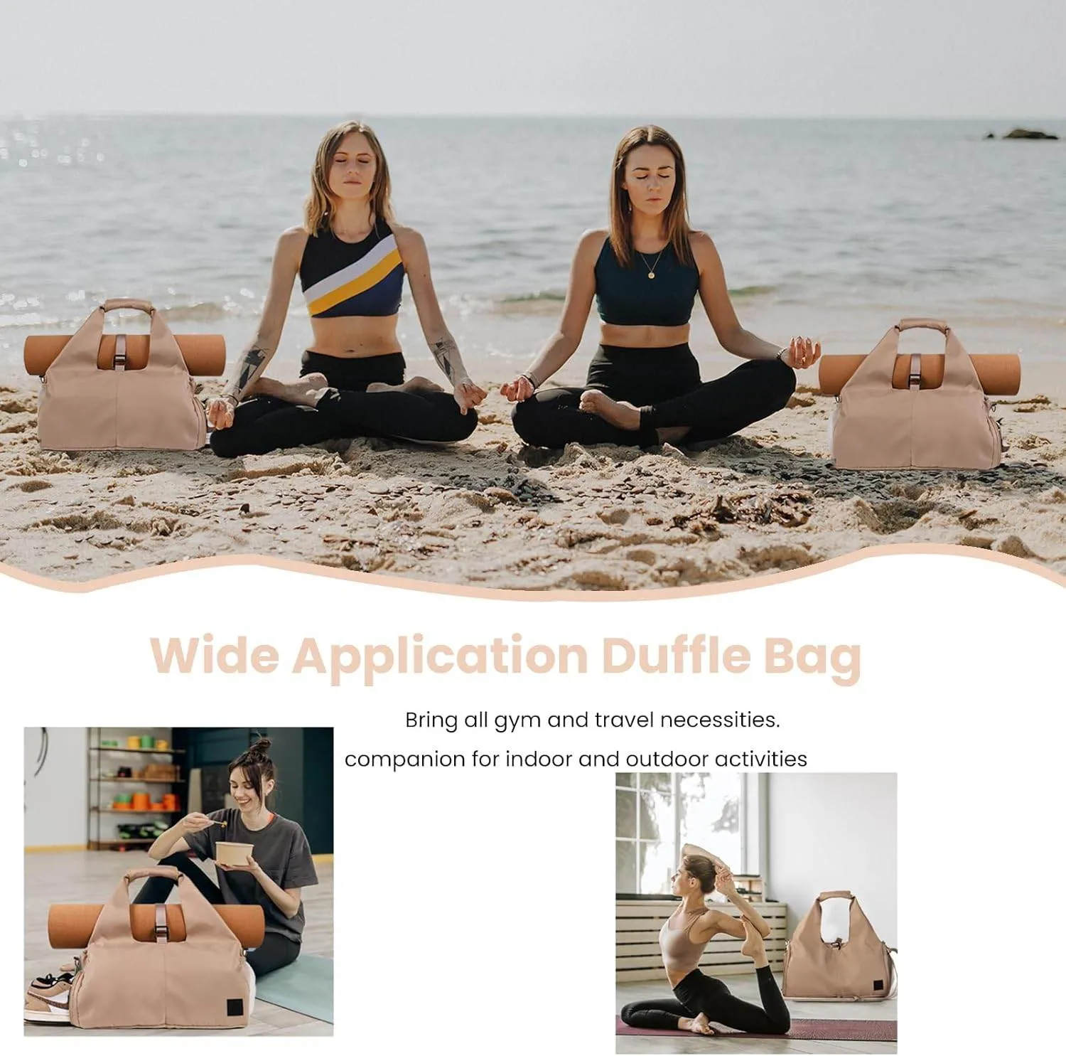Yoga Bags for Women with Yoga Mat Bags Carrier Carryall Polyester Tote Bag for Pilates Shoulder for Travel Office Beach Workout