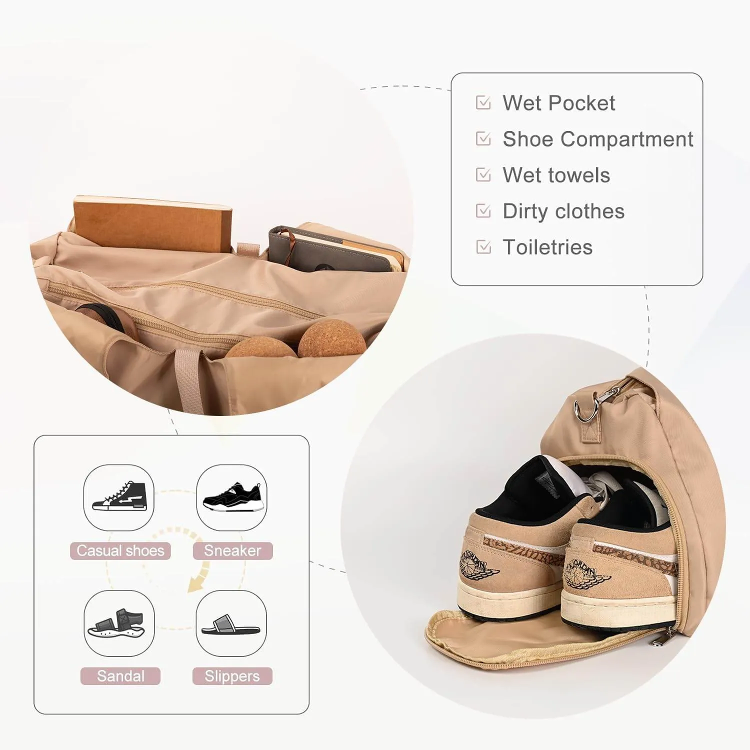 Yoga Bags for Women with Yoga Mat Bags Carrier Carryall Polyester Tote Bag for Pilates Shoulder for Travel Office Beach Workout