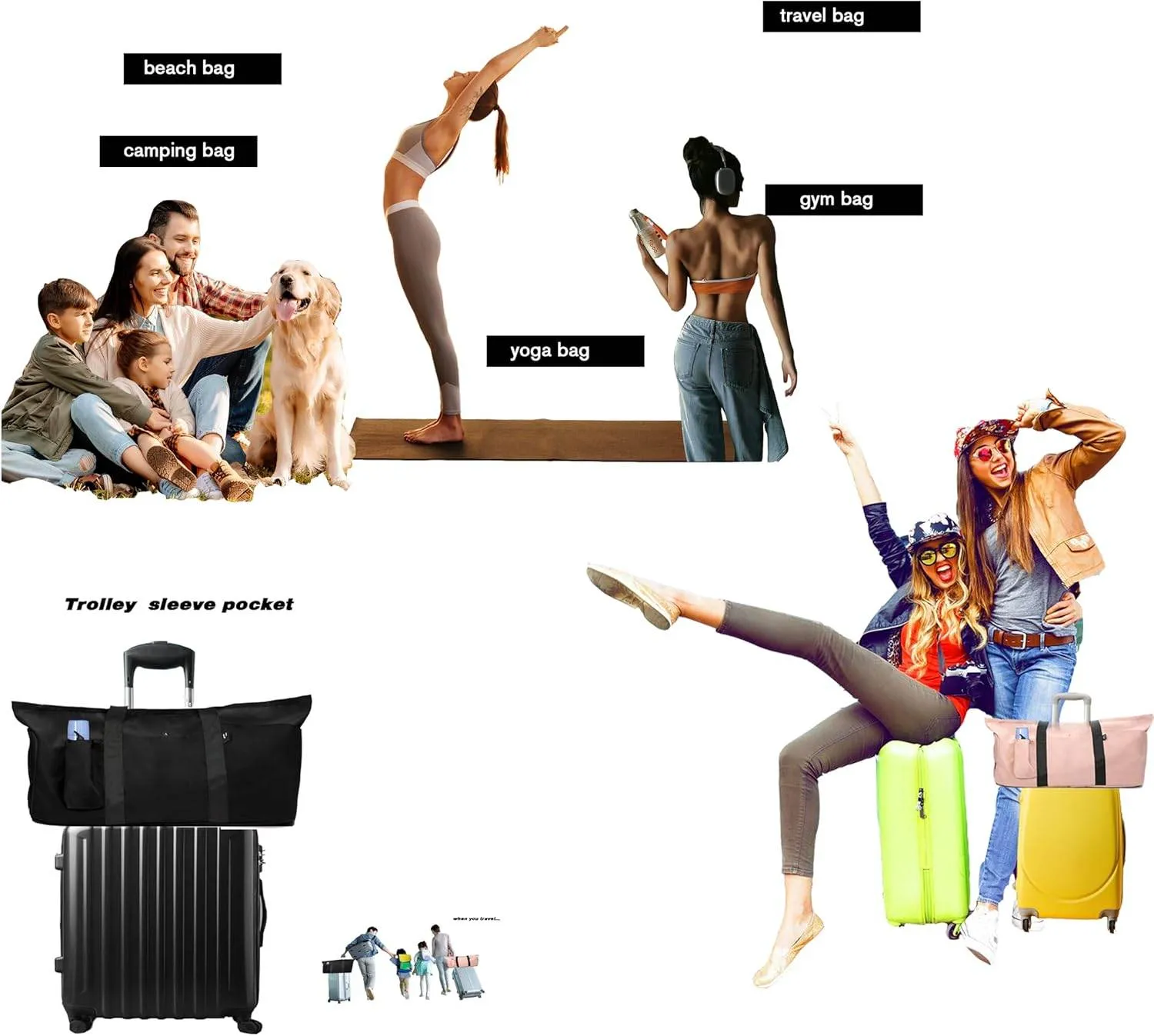 Yoga Mat Bag with Shoes compartment & Wet Compartment & shoulder bag &crossbody yoga bag large yoga bag with Yoga Mat Holder Yoga Bag with Adjustable Mat Strap for Women Men