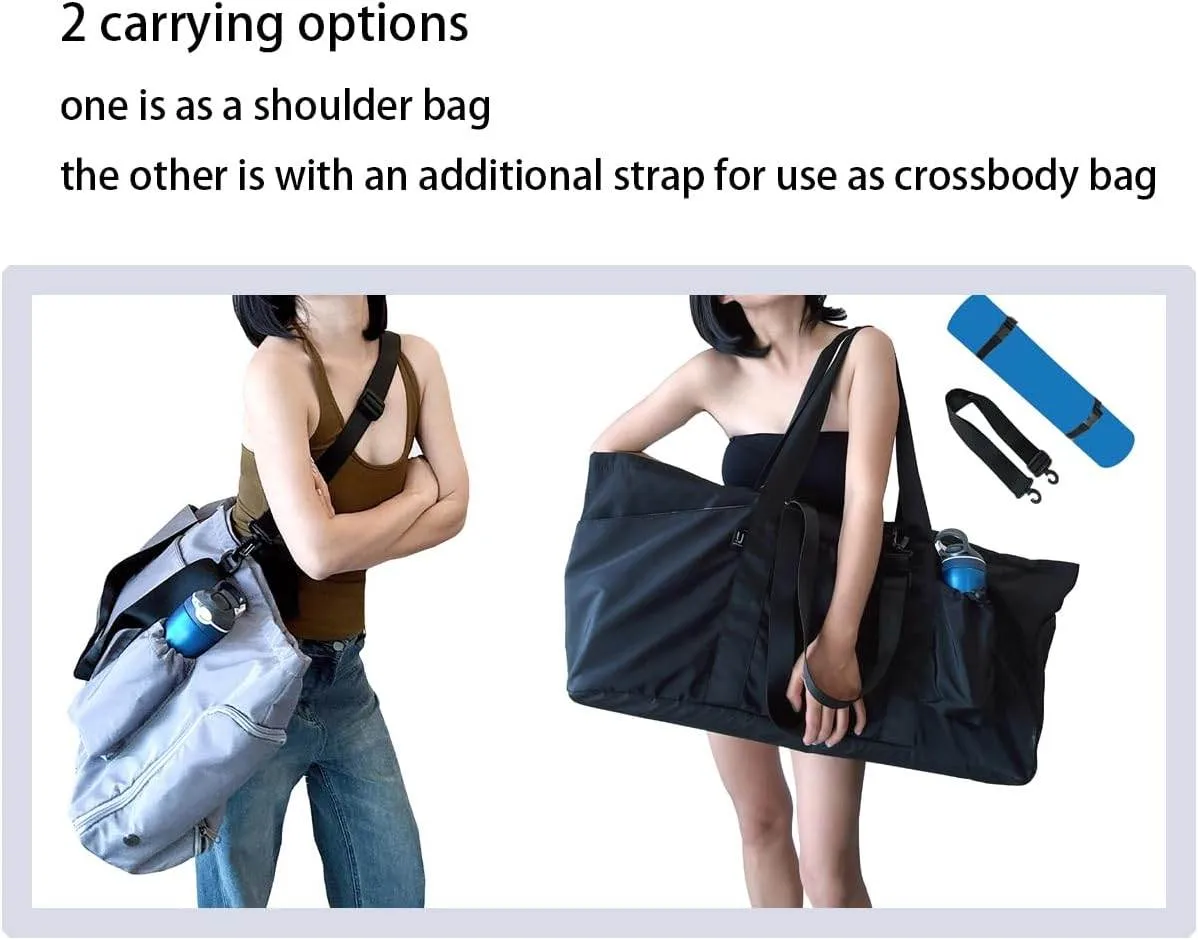 Yoga Mat Bag with Shoes compartment & Wet Compartment & shoulder bag &crossbody yoga bag large yoga bag with Yoga Mat Holder Yoga Bag with Adjustable Mat Strap for Women Men