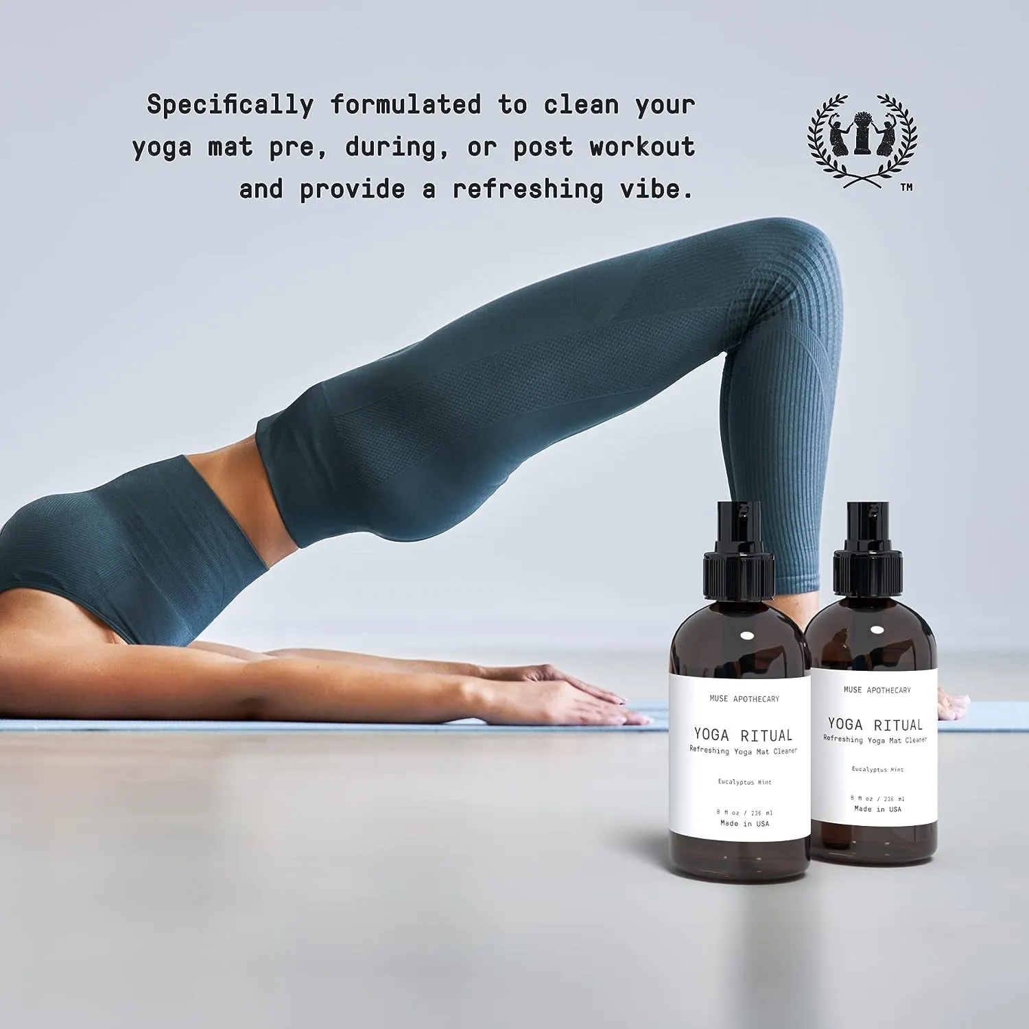 Yoga Ritual - Aromatic and Refreshing Yoga Mat Cleaner, 8 Oz, Infused with Natural Essential Oils - Eucalyptus Mint, 2 Pack